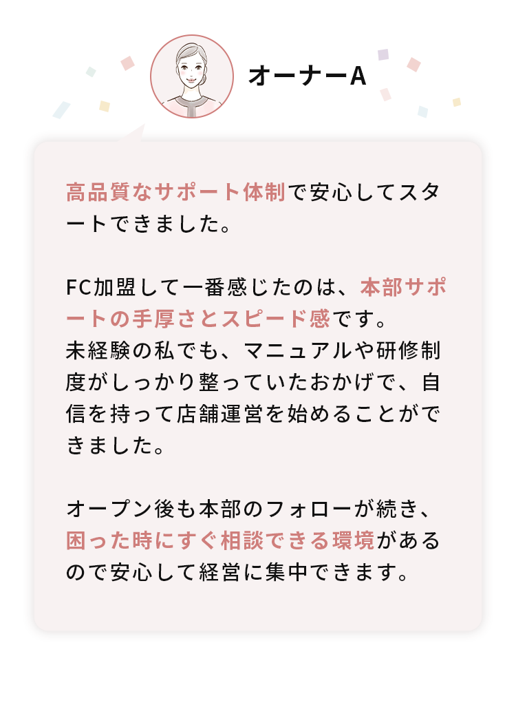 高品質なサポート体制で安心してスタートできました。